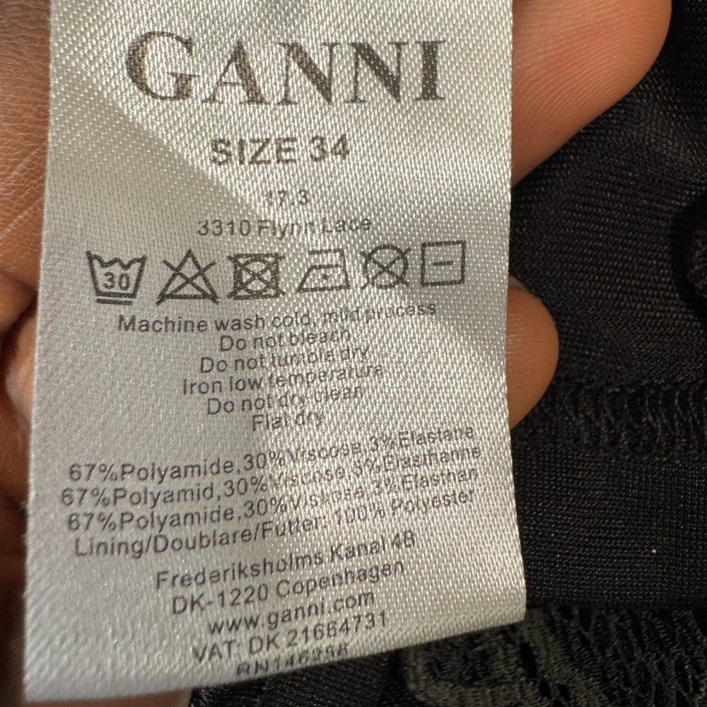 Ganni Flynn Mini Lace Dress in Dark Green Size 34/4 - Picture 4 of 9